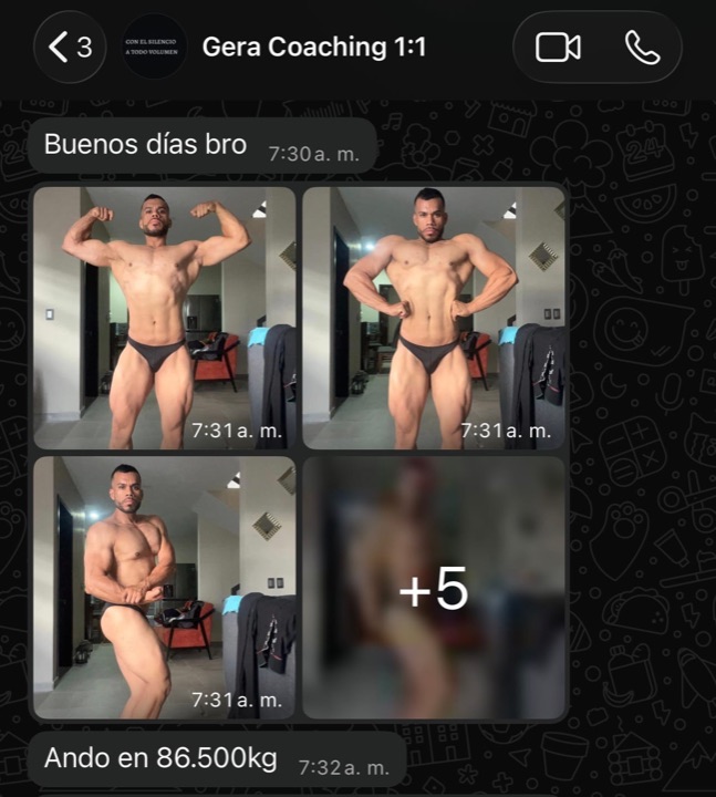 Mensaje de Gerardo con su progreso: 86.5 kilos