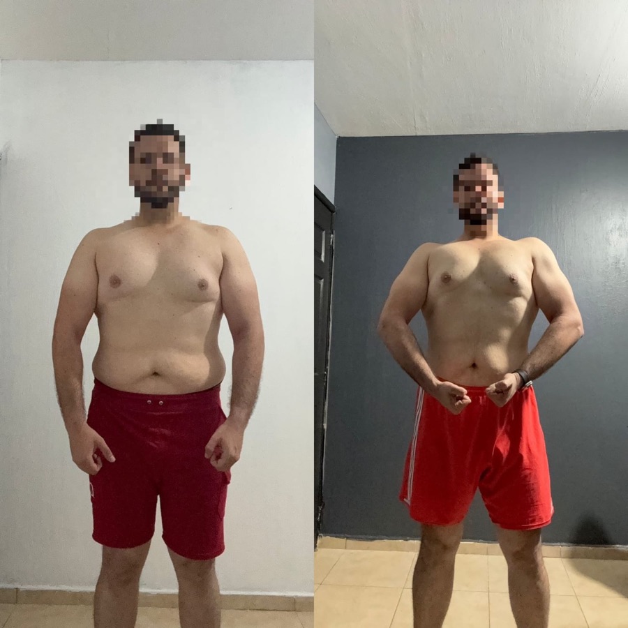 Jose Pedro: antes y después, de frente